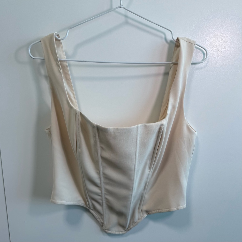 Fashion Nova Ivory Structured Corset Crop Top NWT - M